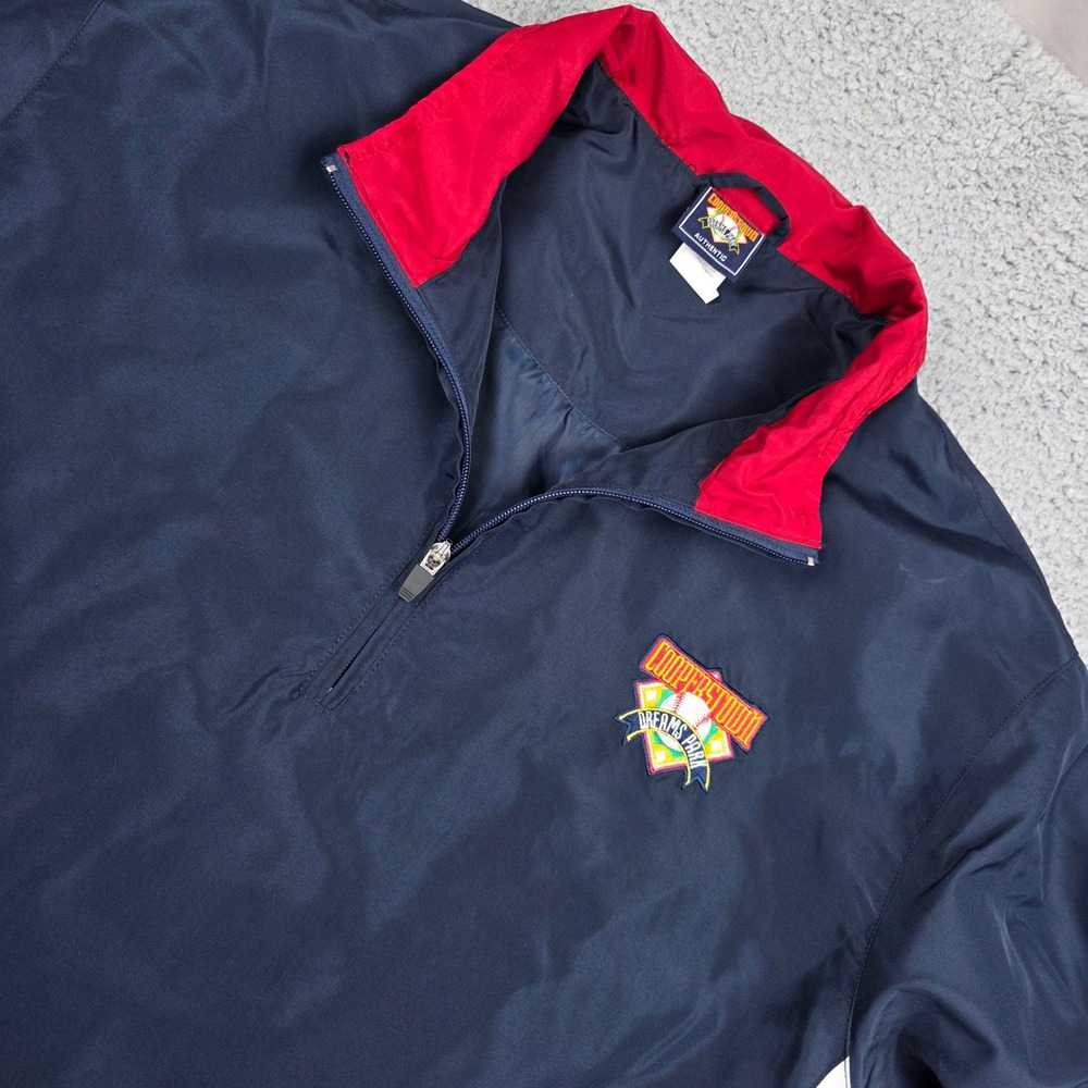 Cooperstown Dreams Park Mens XL Navy Blue Red‎ Quarter Zip Windbreaker Jacket